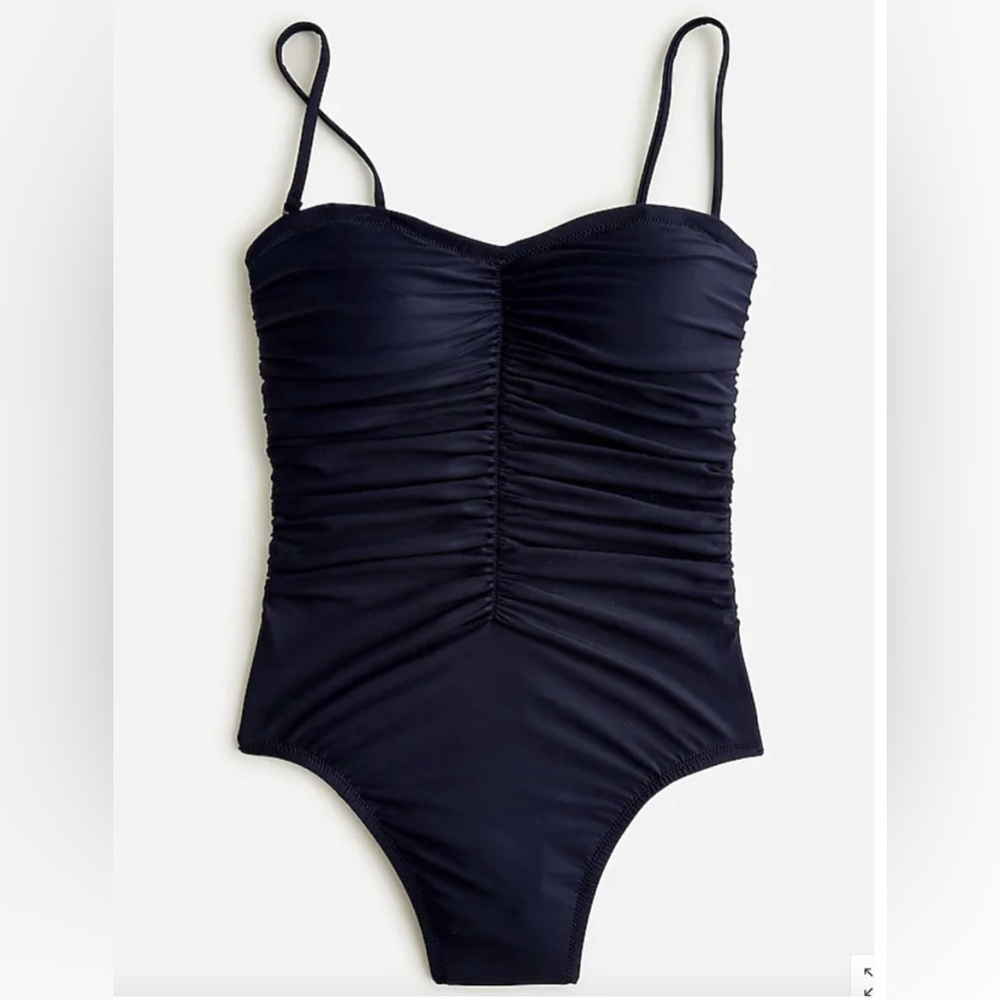 J. Crew Ruched One Piece Swimsuit Women's 24 Plus 3X Navy NWT BF176 Sweetheart‎